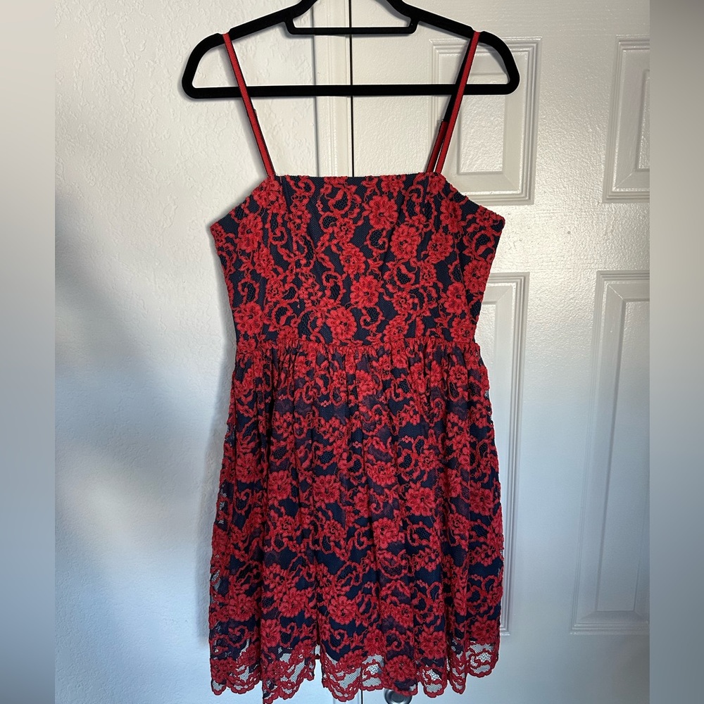 Alice + Olivia Lace Overlay Mini Dress